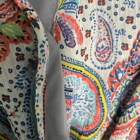 Meghan Fabulous Dress Paisley Print  Mini Knot Side Wrap Long Sleeve Sheer - Picture 3 of 4